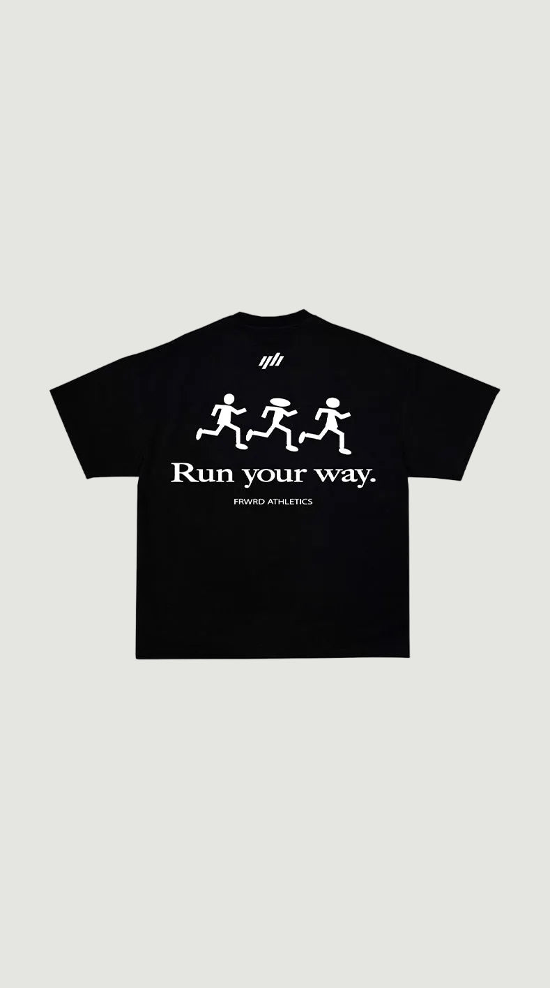 FRWRD BLACK RUN YOUR WAY TEE